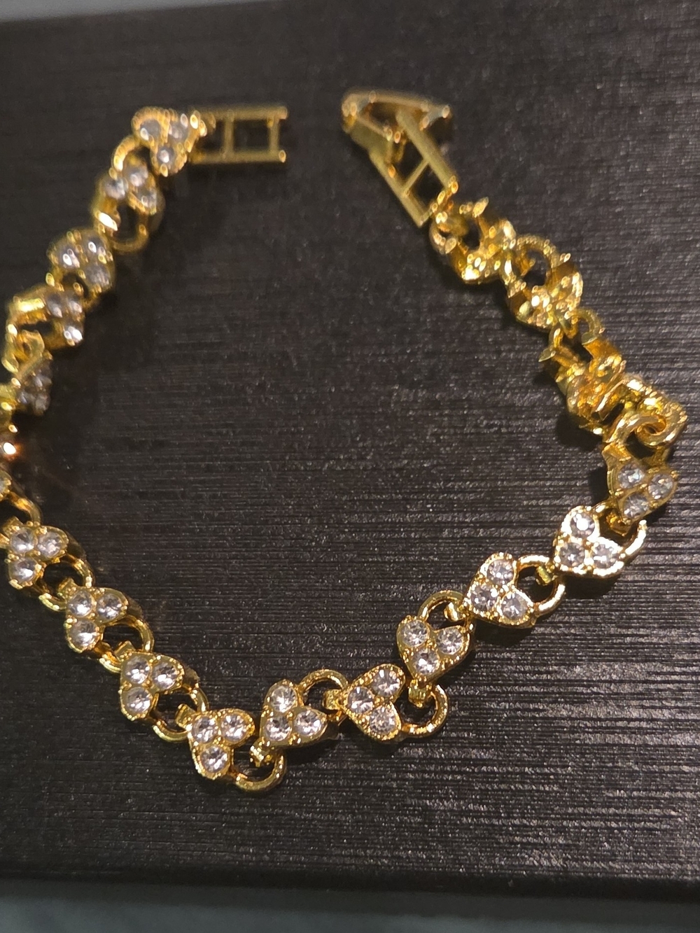 Gold Crystal Link Bracelet - Elegant Women's Jewelry